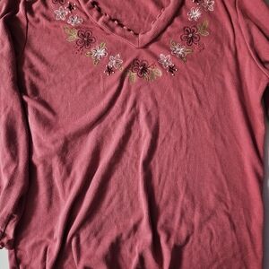 Embroidered Pink Women's Top